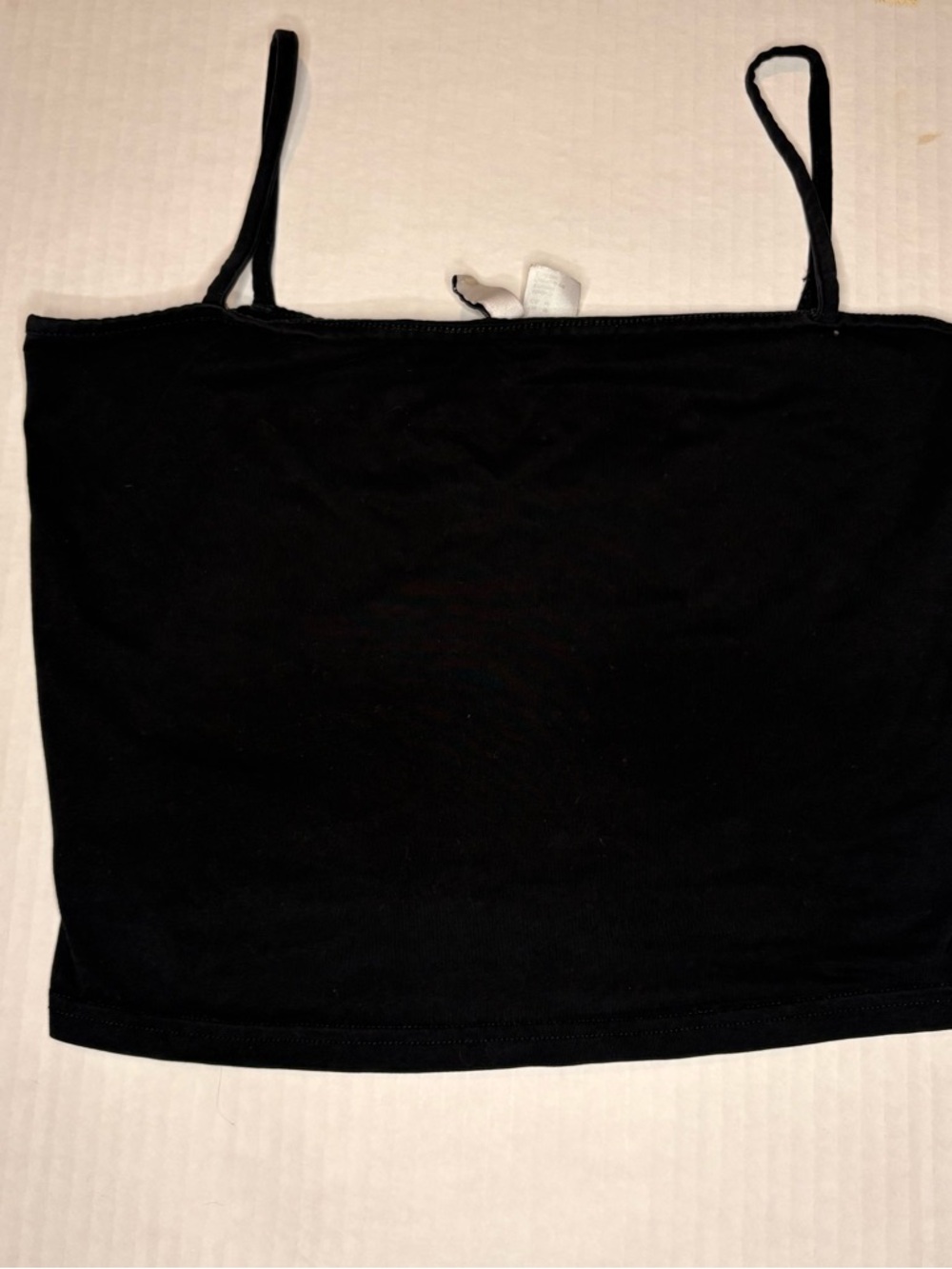 Divided Black Spaghetti Strap Crop Camisole